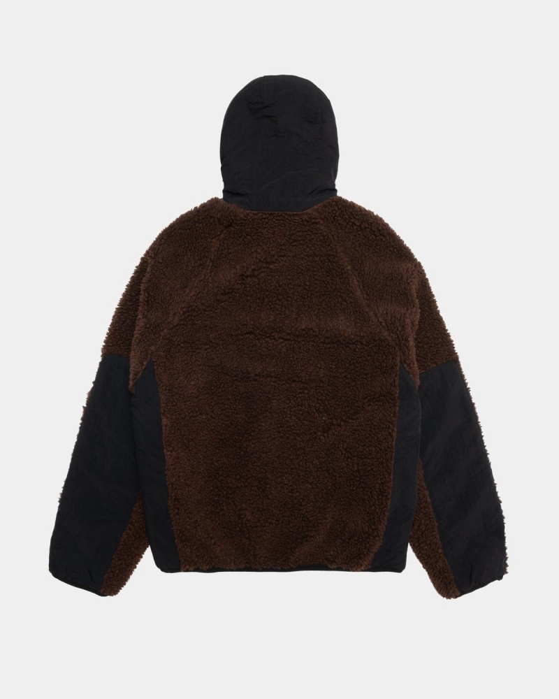 Stussy Sherpa Paneled Hooded Jackets Brown | Israel-74136