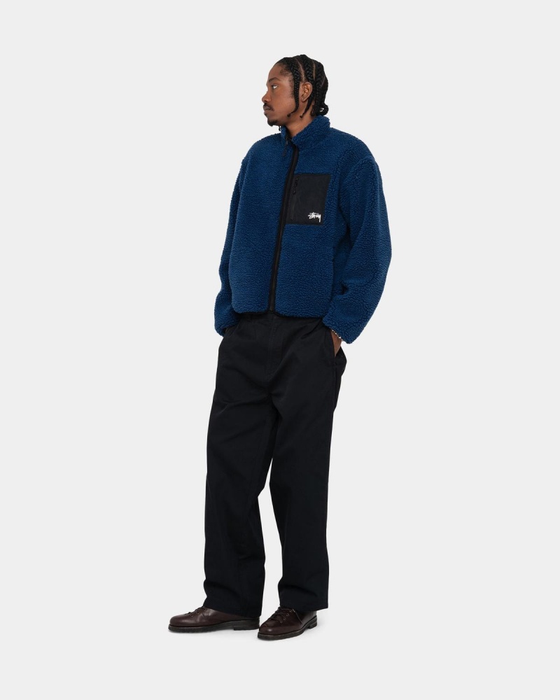 Stussy Sherpa Reversible Jackets Blue | Israel-38746