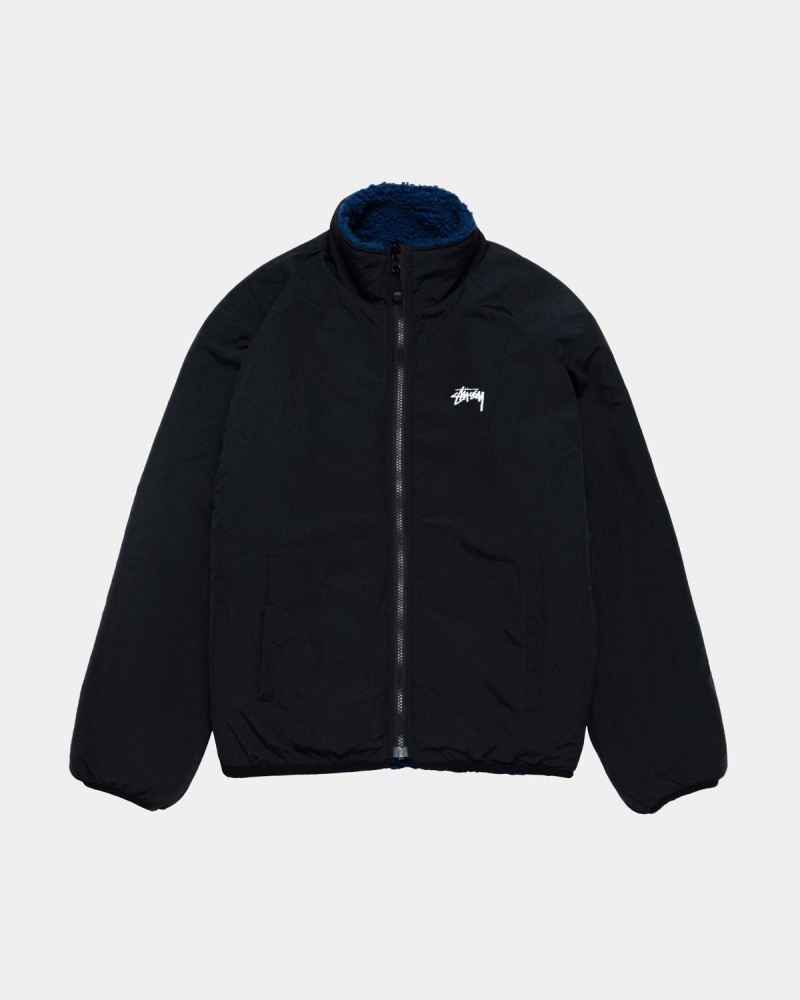 Stussy Sherpa Reversible Jackets Blue | Israel-38746