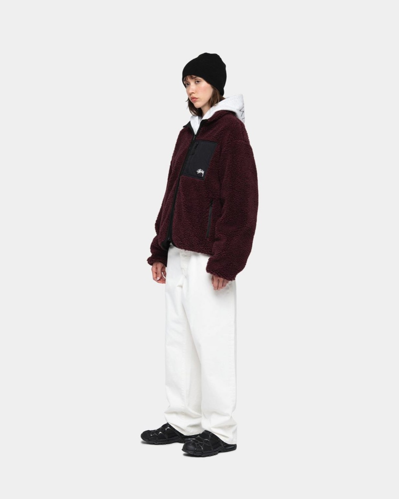 Stussy Sherpa Reversible Jackets Burgundy | Israel-69142