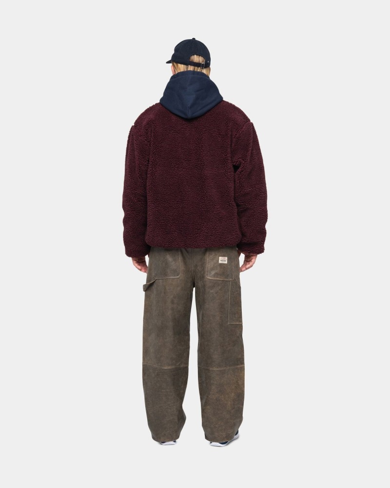 Stussy Sherpa Reversible Jackets Burgundy | Israel-69142