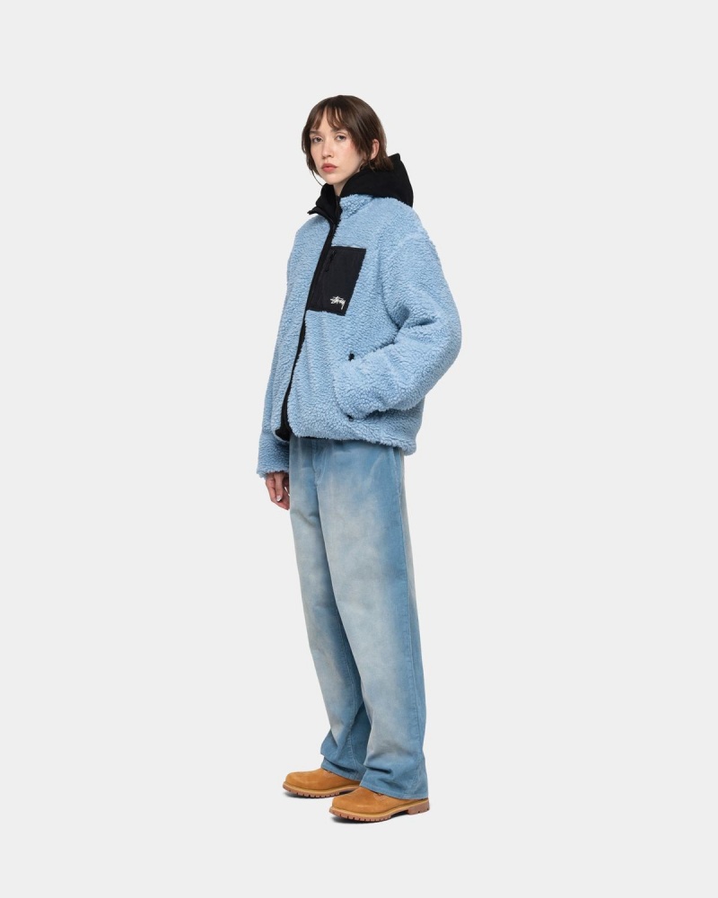 Stussy Sherpa Reversible Jackets Light Blue | Israel-70852