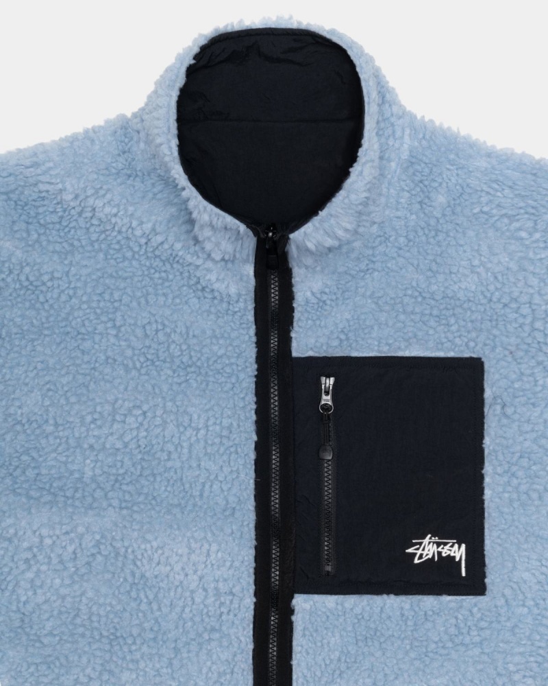 Stussy Sherpa Reversible Jackets Light Blue | Israel-70852