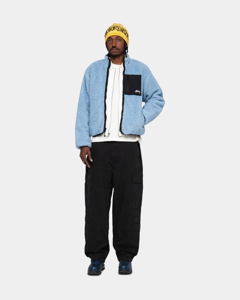 Stussy Sherpa Reversible Jackets Light Blue | Israel-70852