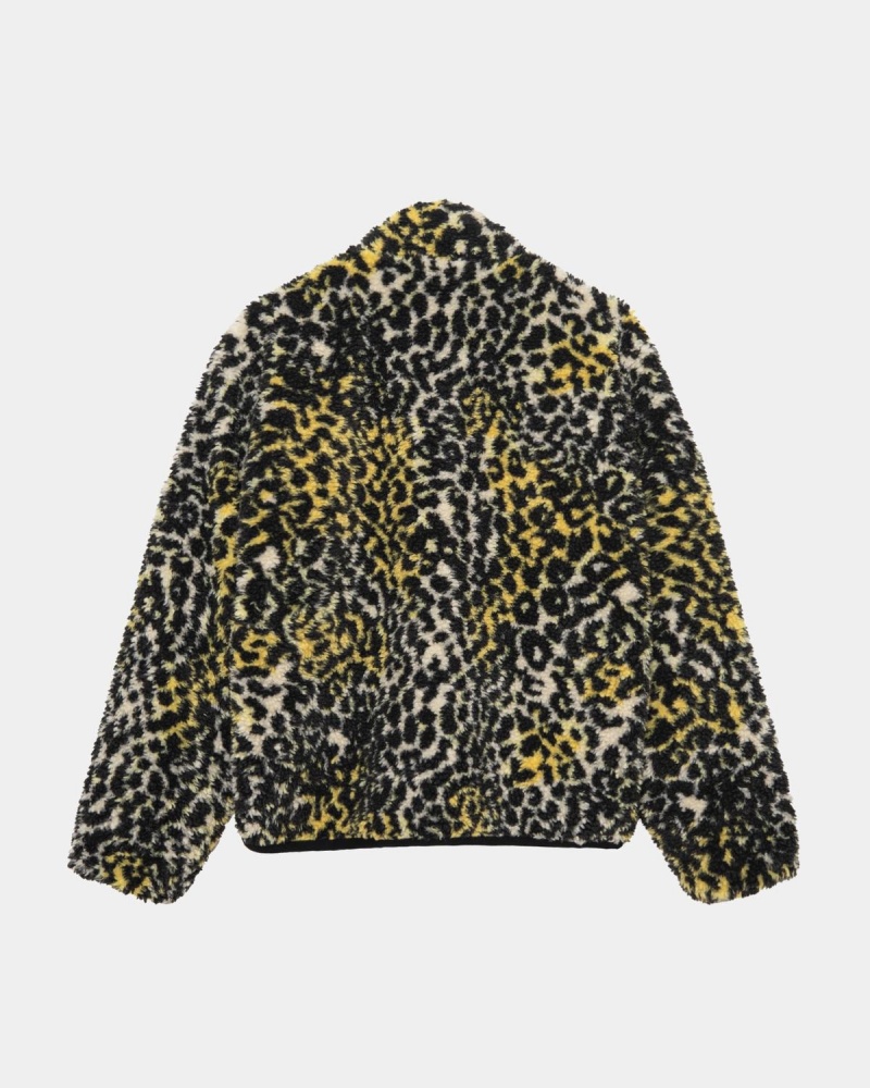 Stussy Sherpa Reversible Jackets Yellow Leopard | Israel-90431