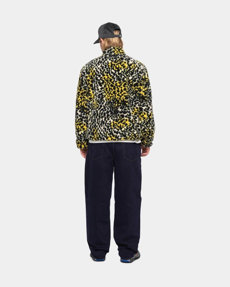 Stussy Sherpa Reversible Jackets Yellow Leopard | Israel-90431