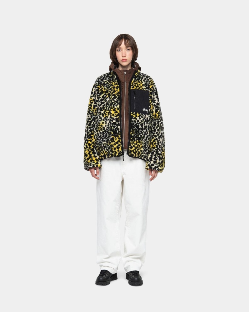 Stussy Sherpa Reversible Jackets Yellow Leopard | Israel-90431