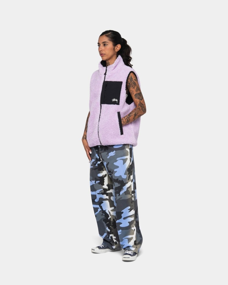 Stussy Sherpa Reversible Vest Lavender | Israel-08592