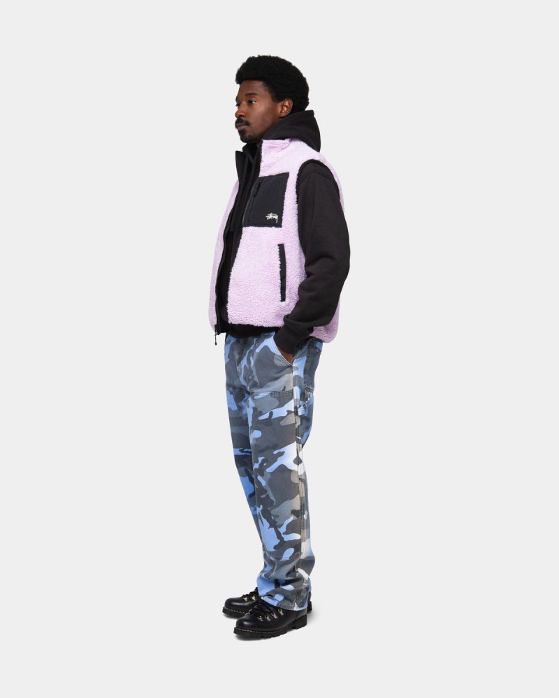 Stussy Sherpa Reversible Vest Lavender | Israel-08592