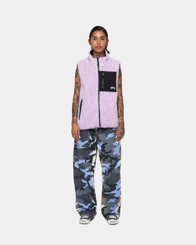 Stussy Sherpa Reversible Vest Lavender | Israel-08592