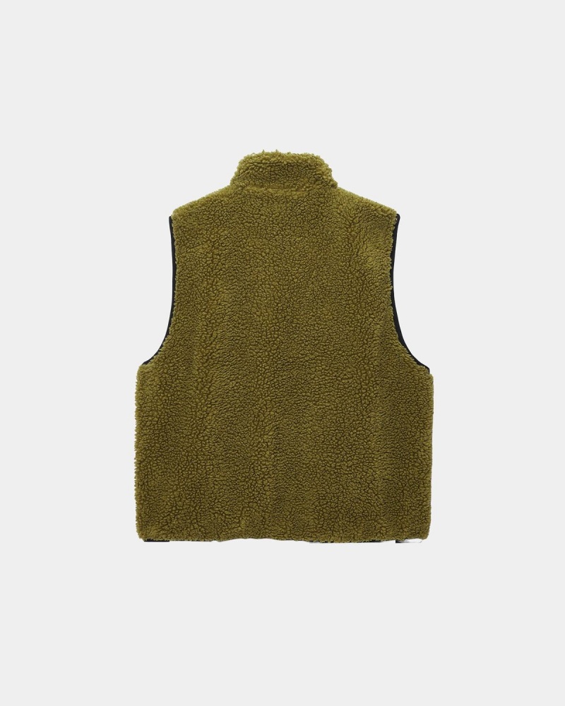 Stussy Sherpa Reversible Vest Olive | Israel-32497