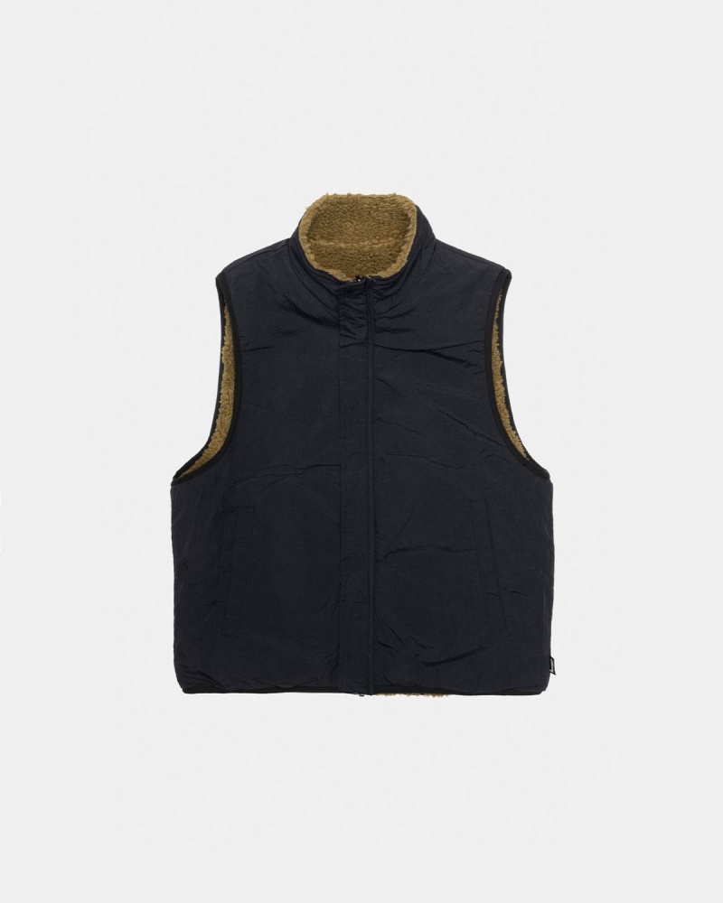 Stussy Sherpa Reversible Vest Olive | Israel-32497