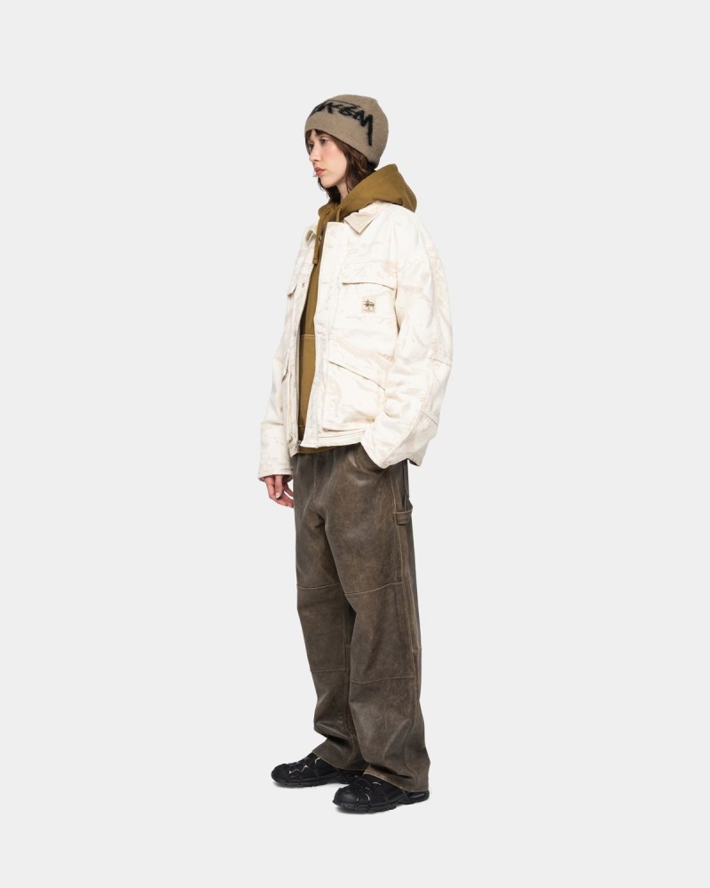 Stussy Shop Distressed Canvas Jackets Khaki | Israel-56081