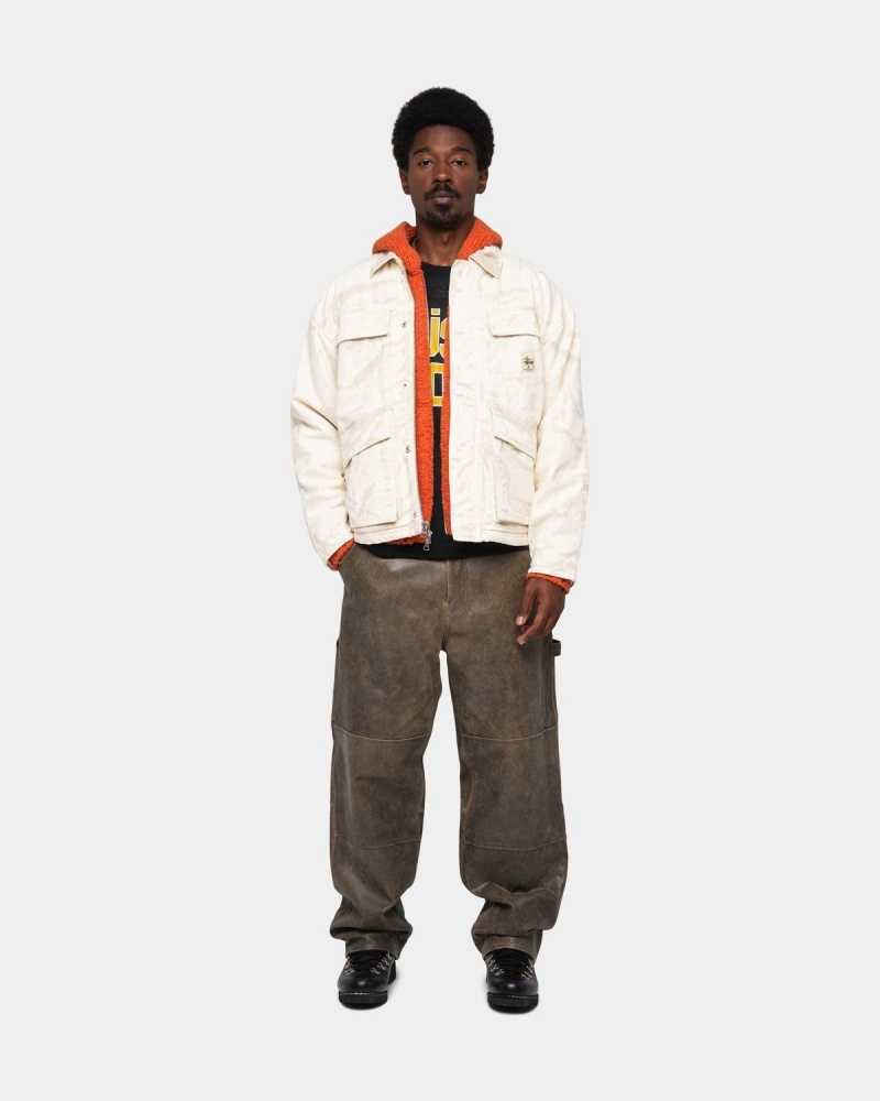 Stussy Shop Distressed Canvas Jackets Khaki | Israel-56081