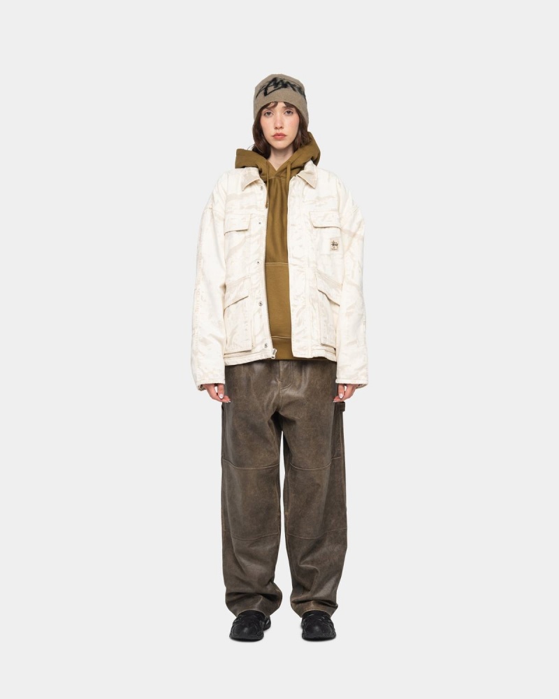 Stussy Shop Distressed Canvas Jackets Khaki | Israel-56081