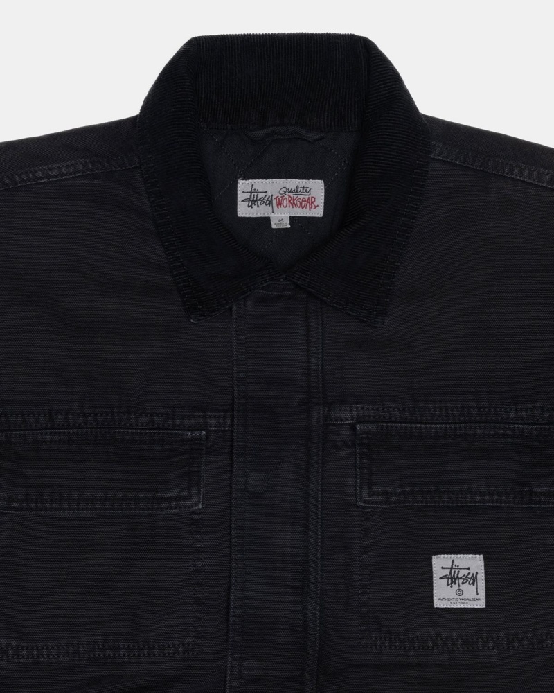 Stussy Shop Washed Canvas Jackets Black | Israel-42637