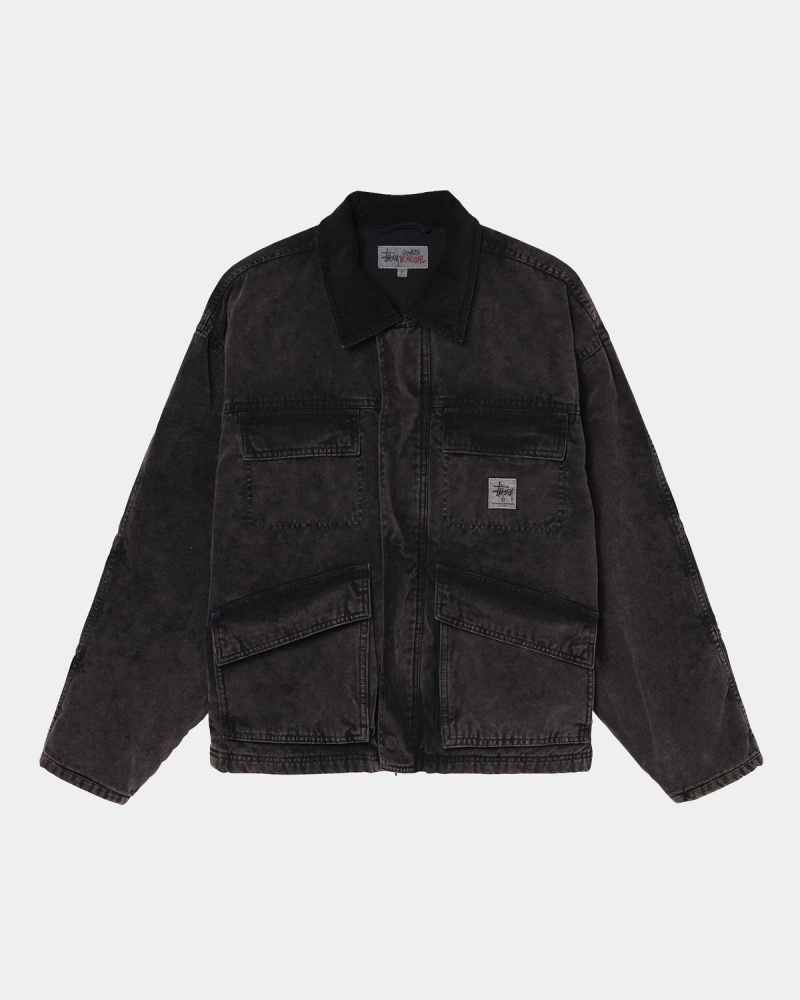 Stussy Shop Washed Canvas Jackets Black | Israel-42637