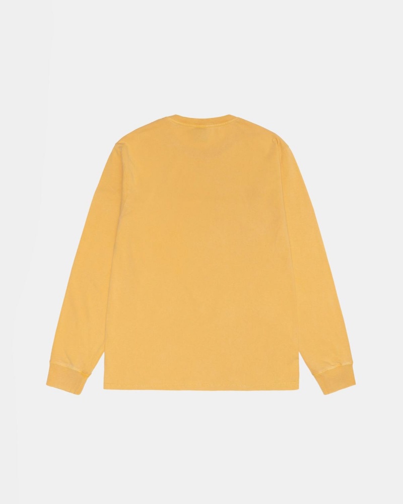 Stussy Small Stock LS Tee Pigment Dyed T-Shirt Orange | Israel-64785