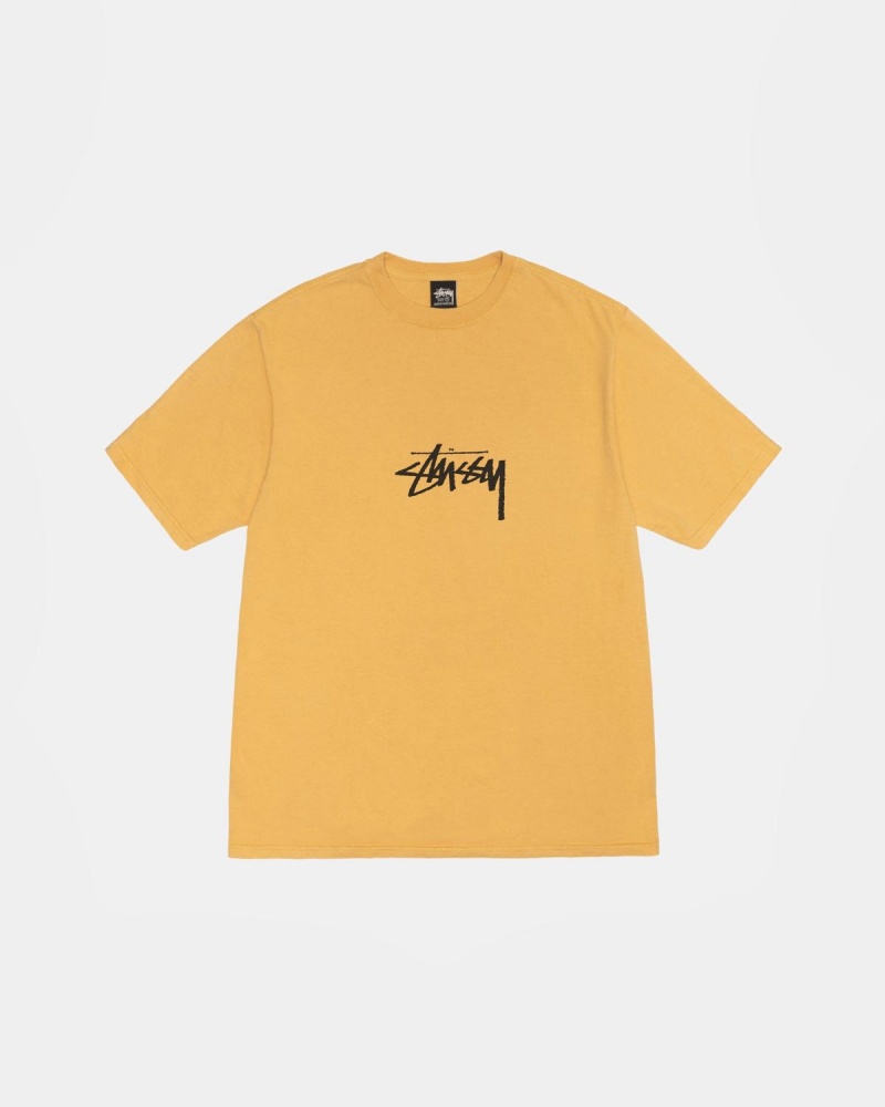 Stussy Small Stock Tee Pigment Dyed T-Shirt Orange | Israel-35426