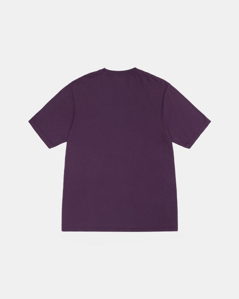 Stussy Small Stock Tee Pigment Dyed T-Shirt Purple | Israel-68251