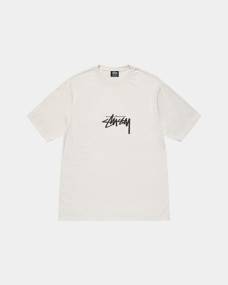 Stussy Small Stock Tee Pigment Dyed T-Shirt Beige | Israel-18702