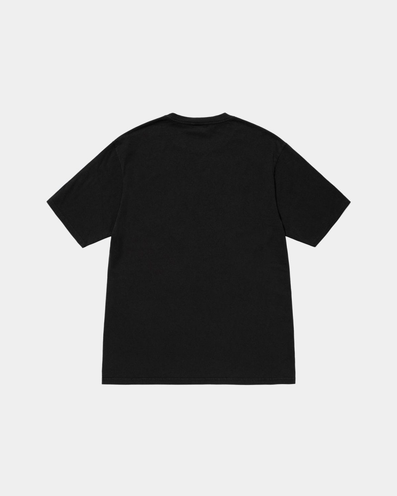 Stussy Small Stock Tee Pigment Dyed T-Shirt Black | Israel-40126