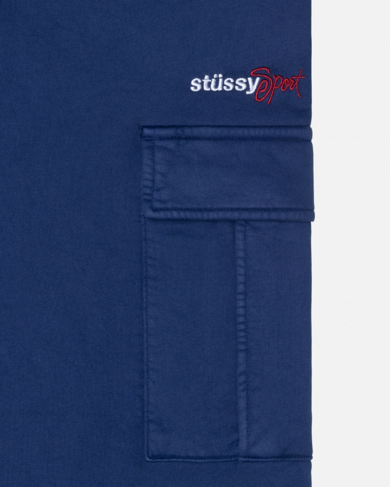 Stussy Sport Cargo Fleece Pants Blue | Israel-39586