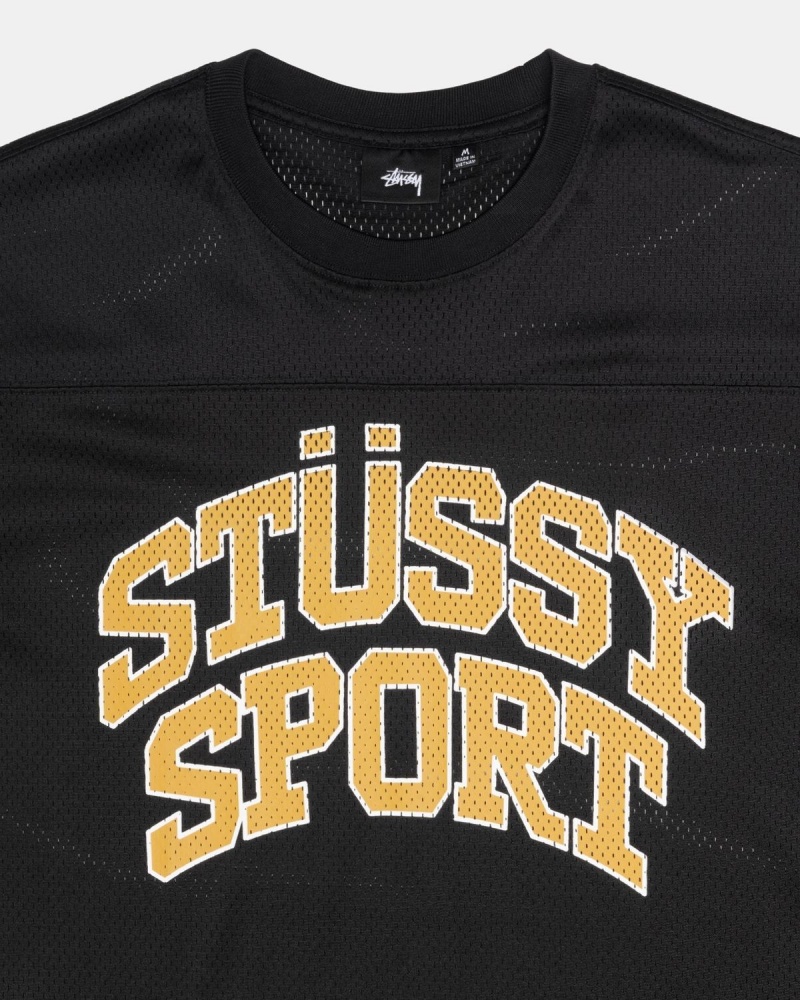 Stussy Sport Mesh Football Jersey T-Shirt Black | Israel-52104