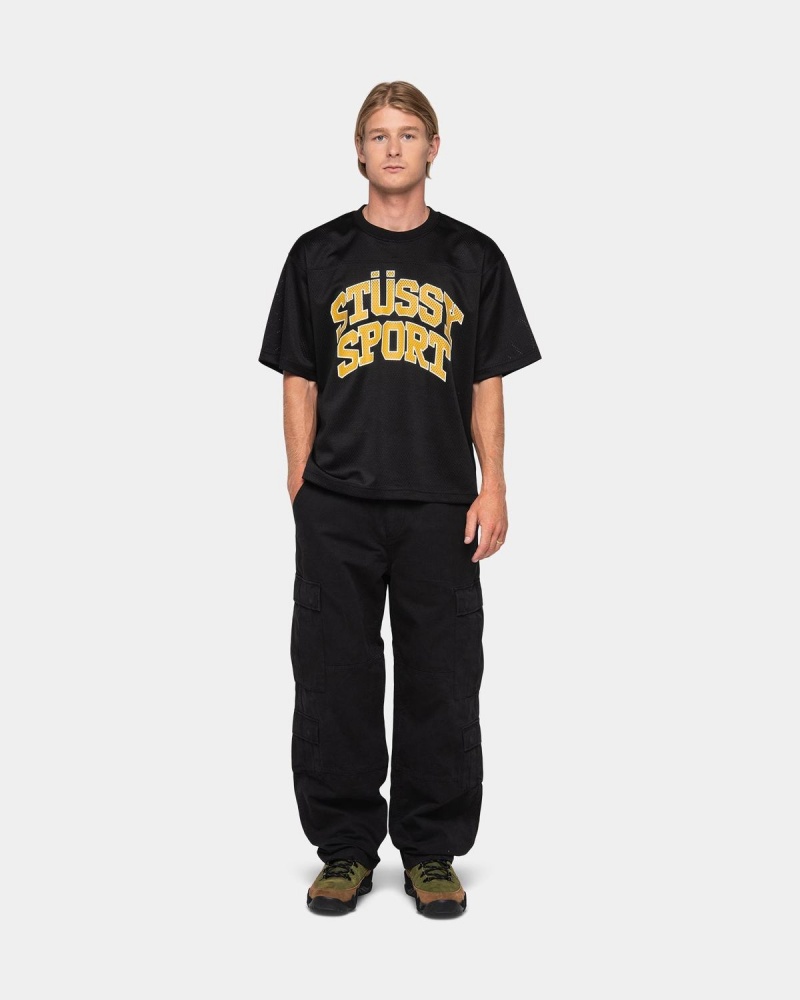 Stussy Sport Mesh Football Jersey T-Shirt Black | Israel-52104