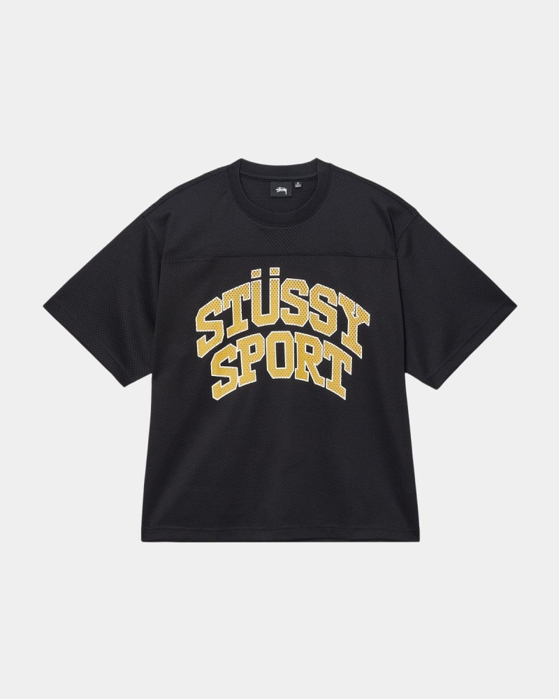 Stussy Sport Mesh Football Jersey T-Shirt Black | Israel-52104