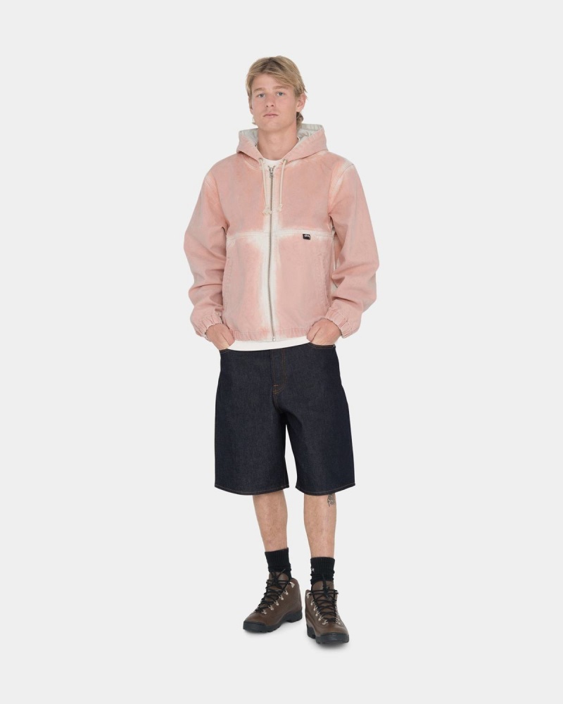 Stussy Spray Dye Hooded Work Jackets Pink | Israel-69857