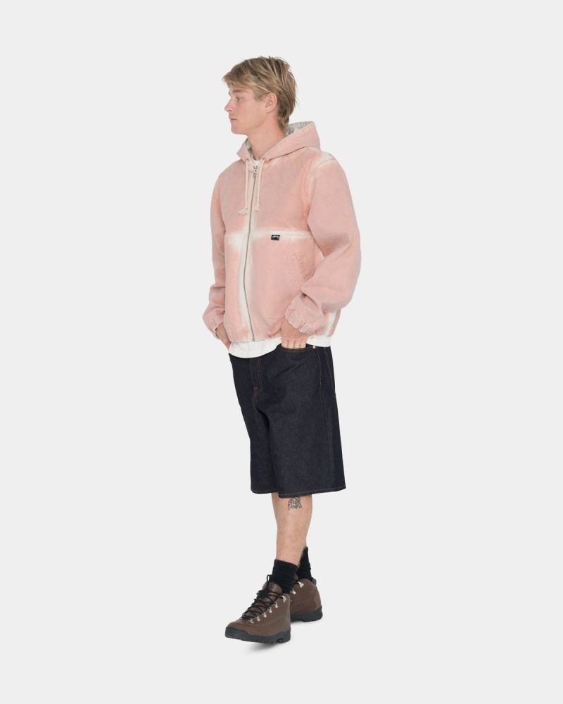 Stussy Spray Dye Hooded Work Jackets Pink | Israel-69857