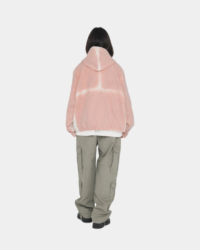 Stussy Spray Dye Hooded Work Jackets Pink | Israel-69857