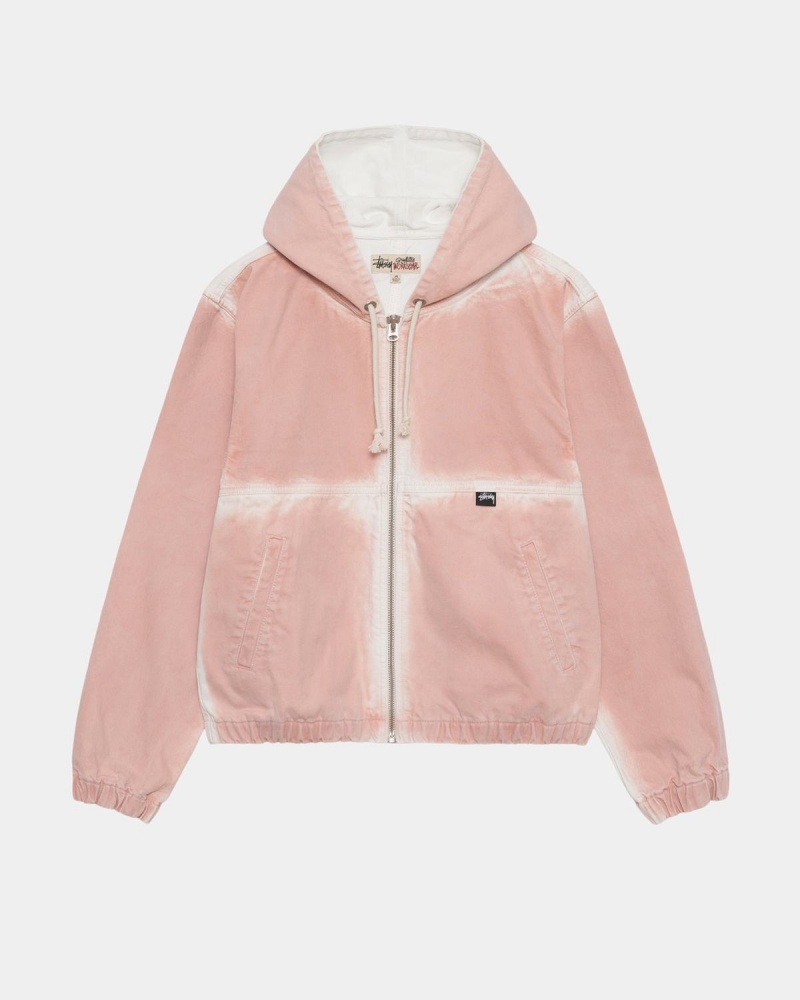 Stussy Spray Dye Hooded Work Jackets Pink | Israel-69857