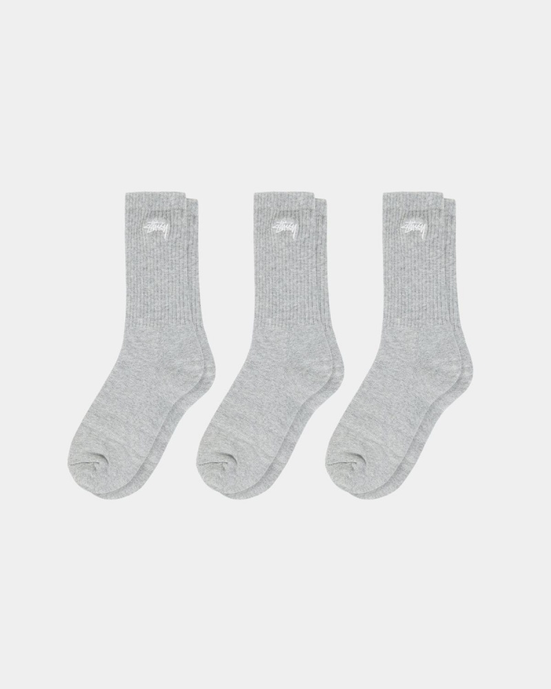 Stussy Stock Crew Pack Socks Grey | Israel-80542