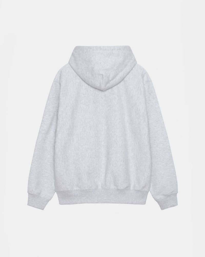 Stussy Stock Logo Applique Hoodie Grey/White | Israel-65498