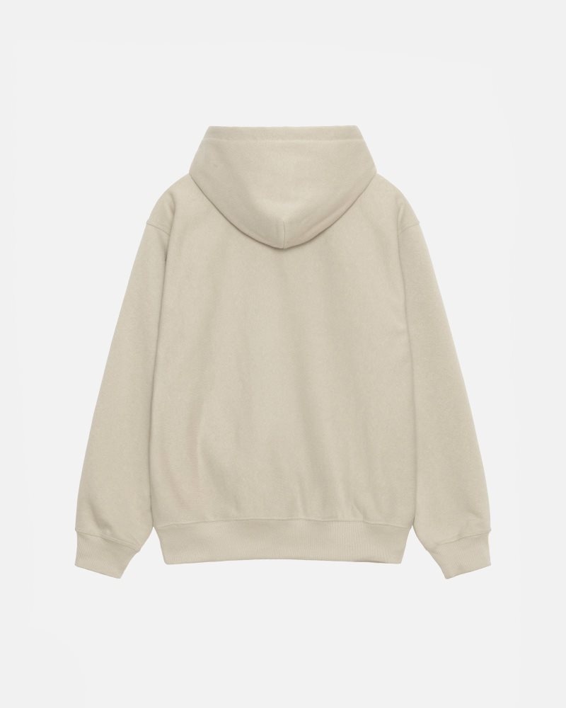 Stussy Stock Logo Applique Hoodie Khaki | Israel-54398