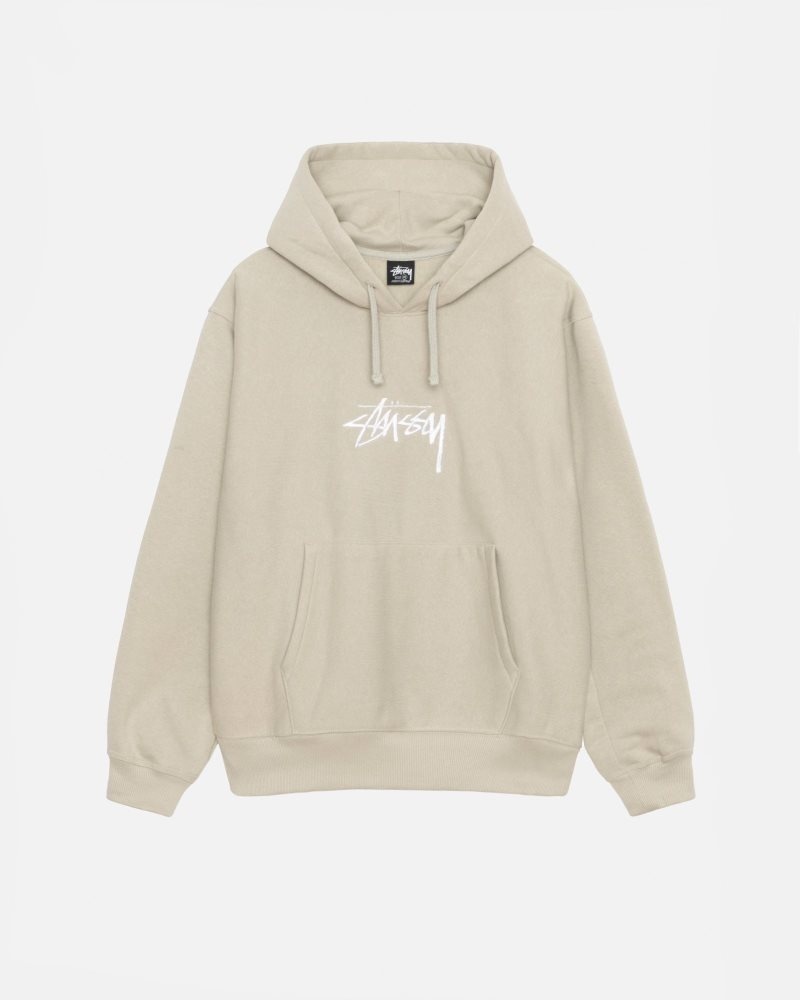 Stussy Stock Logo Applique Hoodie Khaki | Israel-54398