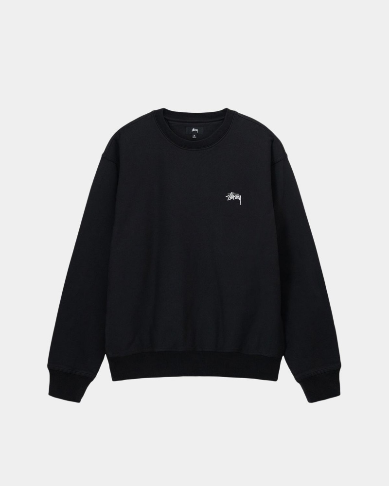 Stussy Stock Logo Crew Sweatshirt Black | Israel-92468