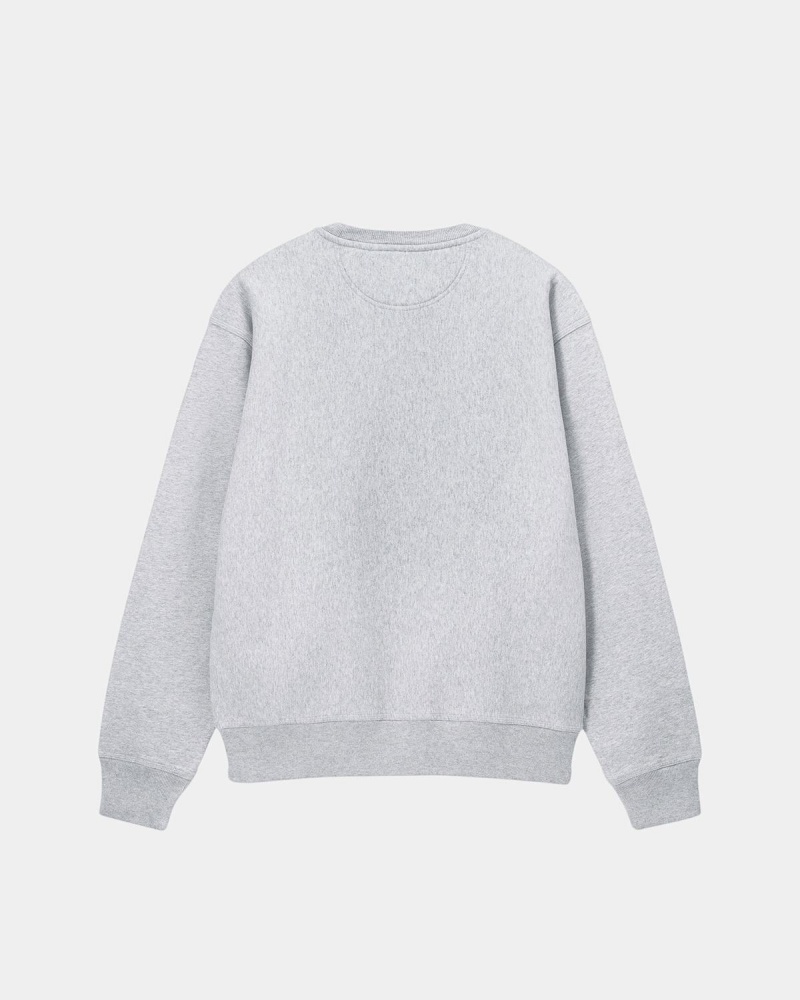 Stussy Stock Logo Crew Sweatshirt Grey | Israel-20571