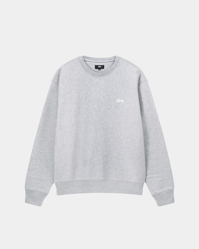 Stussy Stock Logo Crew Sweatshirt Grey | Israel-20571