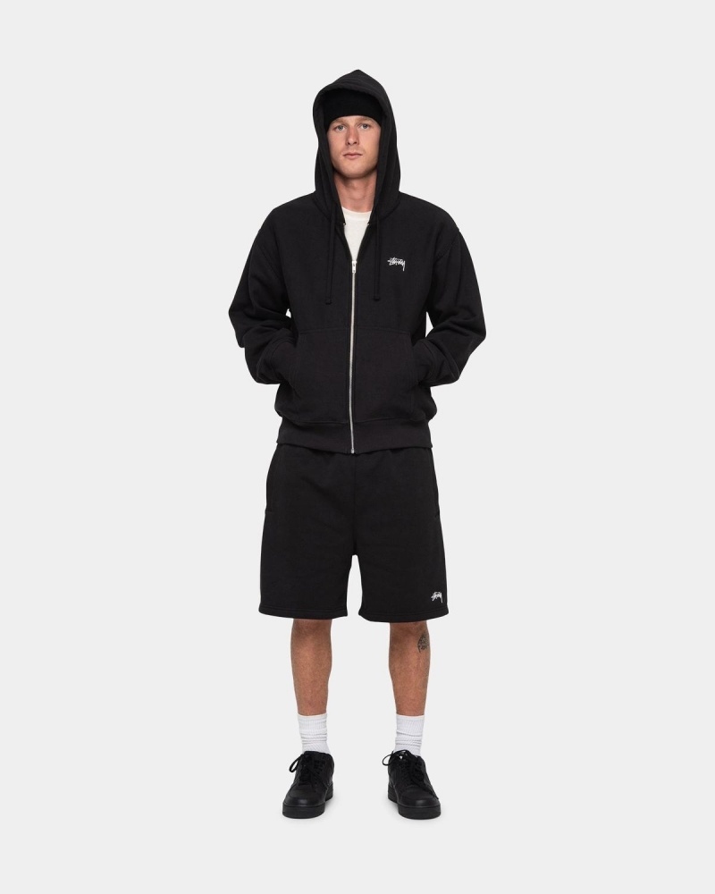 Stussy Stock Logo Sweatshort Shorts Black | Israel-67821