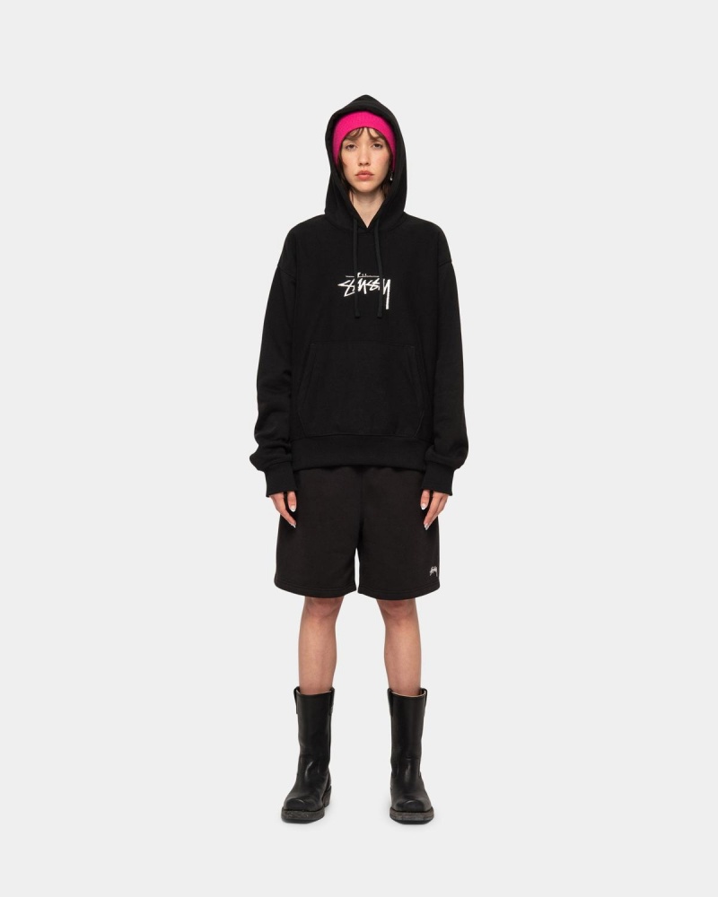 Stussy Stock Logo Sweatshort Shorts Black | Israel-67821