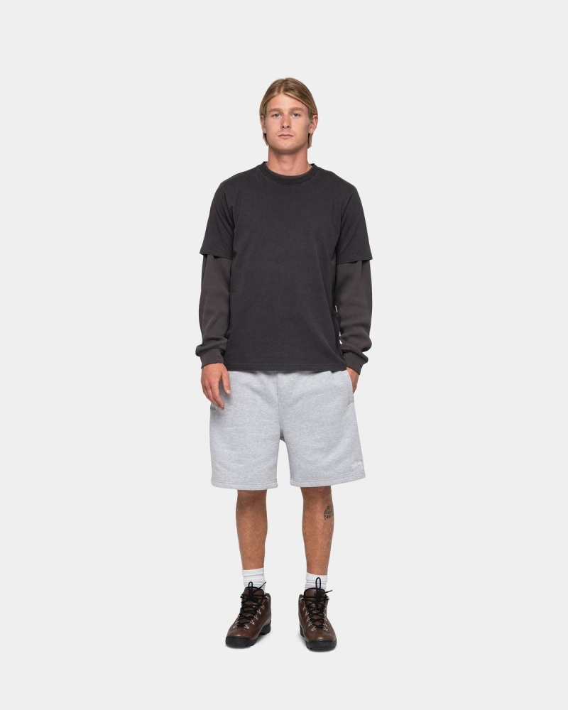 Stussy Stock Logo Sweatshort Shorts Grey | Israel-81706