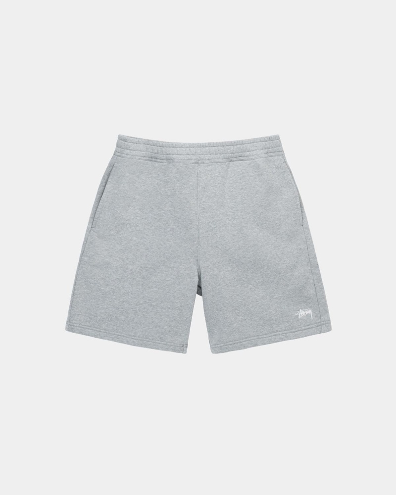 Stussy Stock Logo Sweatshort Shorts Grey | Israel-81706