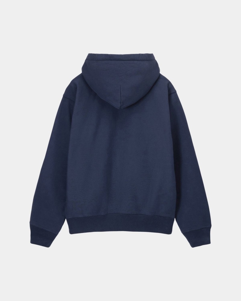 Stussy Stock Logo Zip Hoodie Navy | Israel-89641