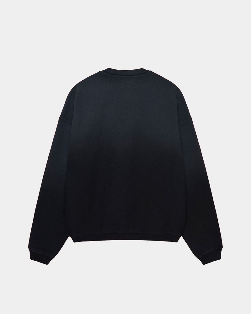 Stussy Sun Faded Oversized Crew Sweatshirt Black | Israel-06892