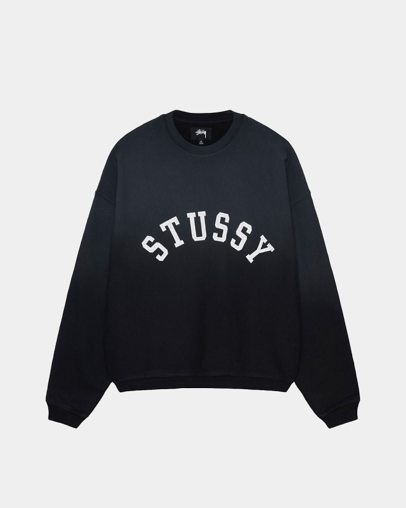 Stussy Sun Faded Oversized Crew Sweatshirt Black | Israel-06892