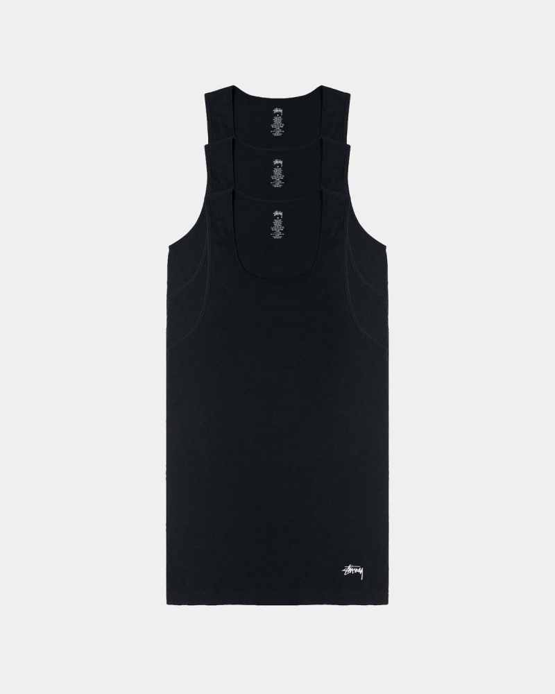 Stussy Tanks Undershirts T-Shirt Black | Israel-71804