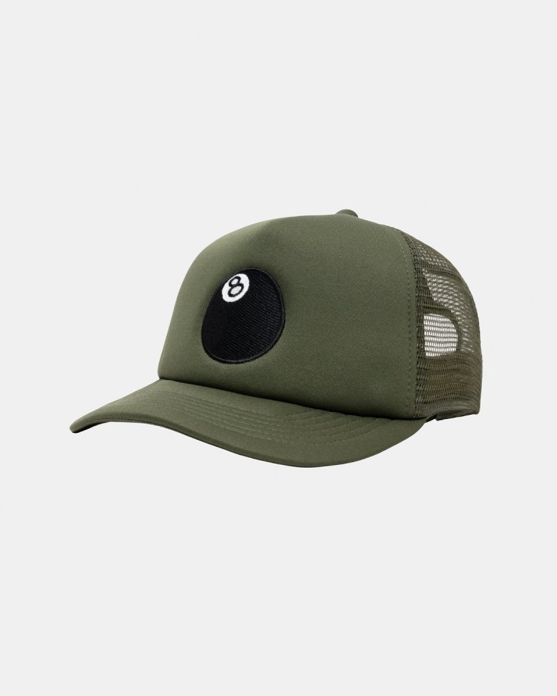 Stussy Trucker 8 Ball Snapback Caps Olive | Israel-61397